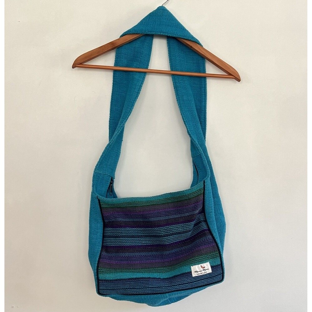 Mango Moon TIBETAN COTTON BOHO BAG NEPAL  Handmade Turquoise Multicolor Pattern